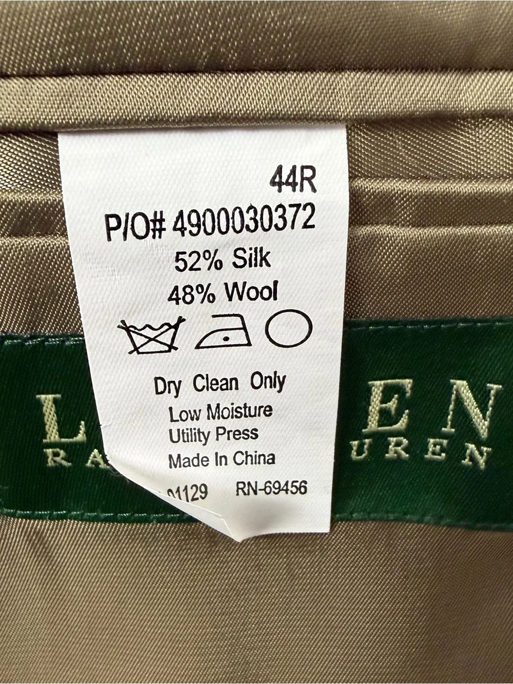 Lauren Ralph Lauren Green Label Silk/Wool Tweed Blazer 44R Beige Houndstooth